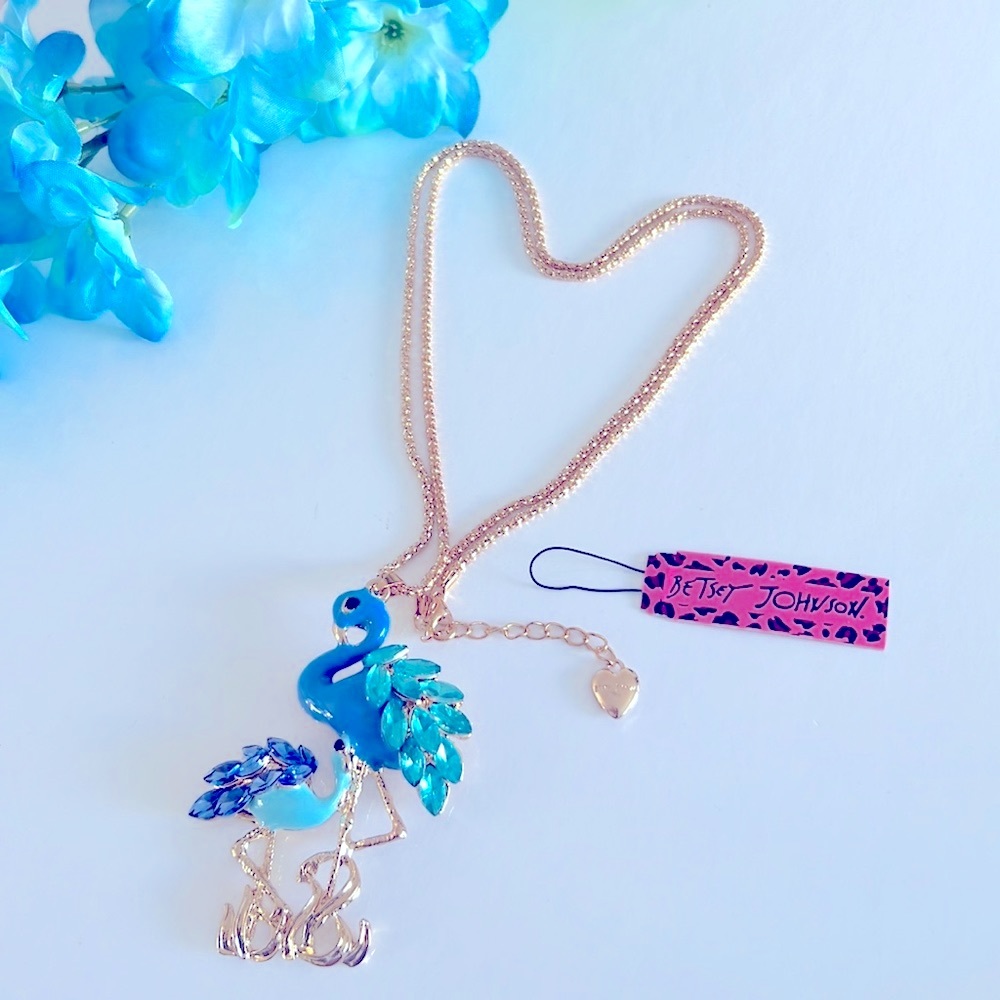 50% OFF - Betsey Johnson Style Necklace Flamingo Crystal Pendant Chain